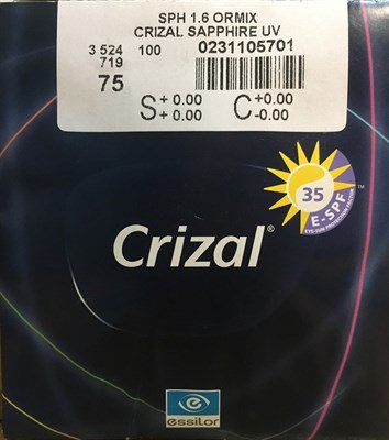 Очковые линзы 1.6 Ormix Crizal Sapphire UV - фото 3247240