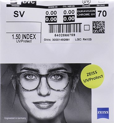 Очковые линзы 1.5 Zeiss Single Vision SPH DuraVision Chrome UV - фото 4071312